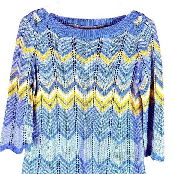 Burgess Blue and Yellow Silk Blend Sweater Size Medium - Picture 5 of 8